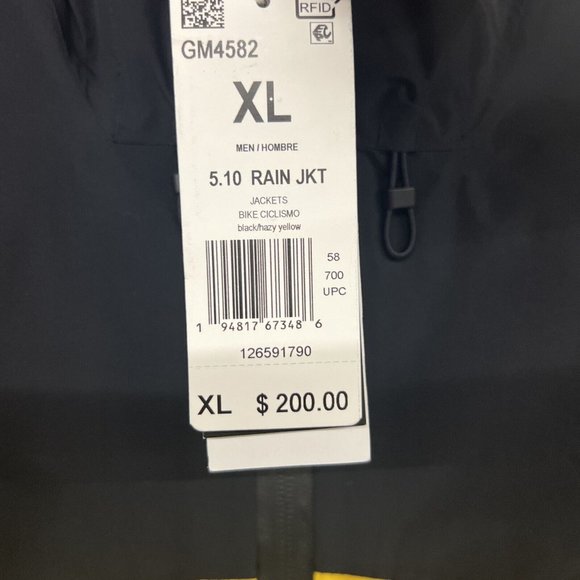 Adidas Five Ten All Mountain RAIN.RDY Jacket | Black Hazy Yellow XL X-Large Hood - Picture 3 of 9